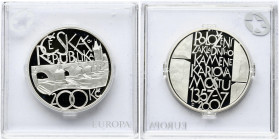 Czech Republic 200 Korun 2007 650th Anniversary of the Laying of the Foundation Stone of the Charles Bridge in Prague. Obverse Lettering: ČESKÁ REPUBL...