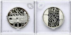 Czech Republic 200 Korun 2007 650th Anniversary of the Laying of the Foundation Stone of the Charles Bridge in Prague. Obverse Lettering: ČESKÁ REPUBL...