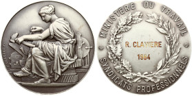 France Medal (1982/1984) UNIONS - PROFESSIONALS MINISTRY OF LABOR by CHABAUD. R. CLAVIERE 1984.Silver. Weight approx: 80.14 g. Diameter: 50 mm.