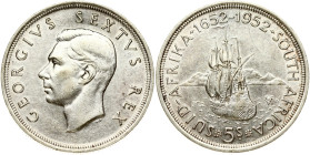 South Africa 5 Shillings 1952 300th anniversary of the founding of Capetown. George VI (1936-1952). Obverse: His Majesty, King George VI of England, i...
