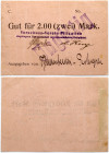 Germany East Prussia 2 Mark Pillkallen 1914 Banknote (Pilkalė). Pillkallen Ungultig. 1914 year. 2 mark (Pilkalė).
