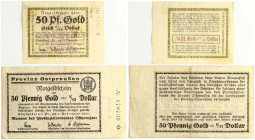 Germany East Prussia 50 Pfennig 1918 Königsberg Banknote. 50 pfennig gold. 1923. 2 pieces (different). № F 018769 & B 170739. Lot of 2 Banknotes