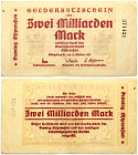 Germany East Prussia 2 Milliarden Mark 1923 Königsberg Banknote. 1923 year October 2 milliarden mark. № 371431