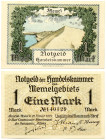 Lithuania Memel 1 Mark 1922 Banknote. S/N 1410129. P# 2