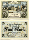 Lithuania Memel 5 Mark 1922 Banknote. S/N 311391. P# 4