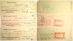 Lithuania - USA Bank Checks (1924-1938). USA (Lithuanian legation) 3 different pieces: 1924. 1936. 1938. Paper. № 3135; 19033; 4445? . Diameter 78x211...