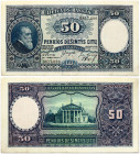 Lithuania 50 Litu 1928 Banknote Jonas Basanavičius. 1928-Mar-31 S/N B817000. P-24