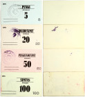 Lithuania 5 - 100 Roubles 1991 Money Kaunas Factory “Synthetic fiber”. 4 pieces: 5 rub, 20 rub, 50 rub, 100 rub. Paper. Diameter 50x105mm. Lot of 4 Mo...