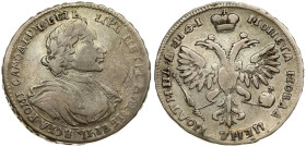 Russia 1 Poltina 1719 Moskow. Peter I the Great (1682-1725). Obverse: Laureate bust right. Reverse: Crown above crowned double-headed eagle. 'Portrait...