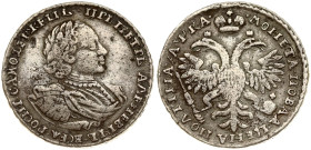 Russia 1 Poltina 1721 Moskow. Peter I the Great (1682-1725). Obverse: Laureate bust right. Reverse: Crown above crowned double-headed eagle. 'Portrait...