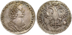 Russia 1 Poltina 1725 Moskow. Peter I the Great (1682-1725). Obverse: Laureate bust right. Reverse: Crown above crowned double-headed eagle. 'Portrait...