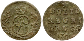 Russia For Prussia 1 Solidus 1760 Elizabeth (1741-1762). Obverse: Crowned script EP monogram in laurel wreath. Reverse: 4-line inscription with date. ...