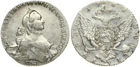 Russia 1 Rouble 1765 СПБ-СА St. Petersburg. Catherine II (1762-1796). Obverse: Crowned bust right. Reverse: Crown above crowned double-headed eagle sh...