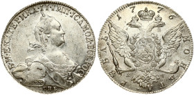 Russia 1 Rouble 1776 СПБ-ЯЧ St. Petersburg. Catherine II (1762-1796). Obverse: Crowned bust right. Reverse: Crown above crowned double-headed eagle sh...