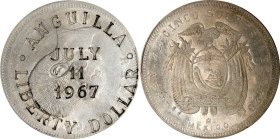 ANGUILLA. Dollar, 1967. PCGS MS-63.
KMX-8. A "Liberty Dollar" counterstamped on a Ecuador 5 Sucres 1944 to support the Anguillan Secession Movement. ...