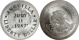 ANGUILLA. Dollar, 1967. PCGS MS-63.
KMX-M2. A "Liberty Dollar" counterstamped on a Mexico 5 Pesos 1947. to support the secession movement. The host c...