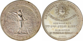 ARGENTINA. Inauguration of the Weather Service White Metal Medal, 1904. EXTREMELY FINE.
By Juan Gottuzzo. Obverse: Winged figure representing knowled...