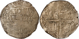 BOLIVIA. Cob 4 Reales, ND (1613-17)-P. Potosi Mint. Philip III. NGC VF-35.
KM-9. Cal Type 82. Weight: 13.33 Gm. Undated, but assayer, "Q" tells us it...