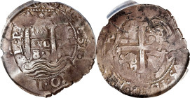 BOLIVIA. Cob 8 Reales, 1682-P V. Potosi Mint. Charles II. PCGS EF-45.
KM-26; Cal-720. This cob, though being of a somewhat crude manufacture, present...