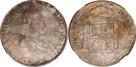 BOLIVIA. 8 Reales, 1814-PTS PJ. Potosi Mint. Ferdinand VII. NGC AU-53.
KM-84; Cal-1378. Slate gray toning with little wear to be found. A Spanish Col...