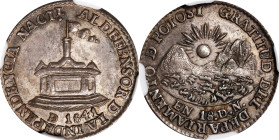 BOLIVIA. Defense of Bolivian Independence Silver Medal, 1841. Potosi Mint. NGC AU-58.
Fonrobert-9797. The Department of Potosi is being thanked by th...