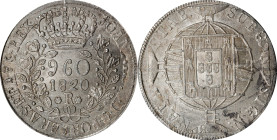 BRAZIL. 960 Reis, 1820-R. Rio de Janeiro Mint. Joao V. PCGS MS-62.
KM-326.1. Ash gray toning with sparkling underlying luster. Tough type to locate i...
