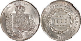 BRAZIL. 1000 Reis, 1860. Rio de Janeiro Mint. Pedro II. NGC MS-64.
KM-465. Somewhat scarce when found this choice. Sparkling original brilliance.

...