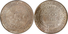 BRAZIL. 2000 Reis, 1900. Rio de Janeiro Mint. PCGS MS-64.
KM-501; LDMB-P679. Commemorating the 400th anniversary of Brazil's discovery.

Estimate: ...