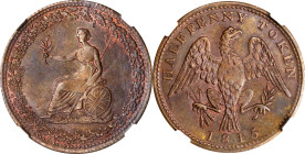 CANADA. Lower Canada. Britannia Copper 1/2 Penny Token, 1815. NGC MS-64 Brown.
LC-5402; BR-994. Obverse Britannia seated left, holding olive branch a...