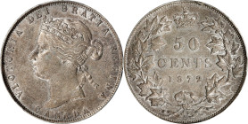 CANADA. 50 Cents, 1872-H. Birmingham (Heaton) Mint. Victoria. PCGS Genuine--Scratch, EF Details.
KM-6. Light silvery toning with little noticeable we...