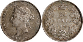 CANADA. 25 Cents, 1872-H. Birmingham (Heaton) Mint. Victoria. PCGS AU-50.
KM-5. Large 2 variety. Toned an attractive magenta gray with hints of gemst...