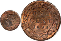 CANADA. Cent, 1899. London Mint. Victoria. PCGS MS-64 Brown.
KM-7. Portrait of Queen Victoria. Mostly brown in color with some red visible at the per...