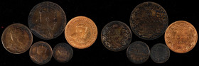 CANADA. Denomination Set (5 Pieces), 1908. Ottawa Mint. Edward VII. ALMOST UNCIRCULATED.
Emanating from the antepenultimate year in the reign of Edwa...
