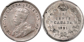 CANADA. 5 Cents, 1921. Ottawa Mint. George V. PCGS EF-40.
KM-22A. The KEY DATE to the series, and a coin that is demanded no matter the grade assigne...