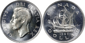 CANADA. Dollar, 1949. Ottawa Mint. George VI. NGC MS-66.
KM-47. This coin commemorates the joining of Newfoundland to Canada and becoming the tenth p...