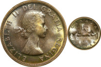 CANADA. Dollar, 1955. Ottawa Mint. Elizabeth II. PCGS MS-65.
KM-54. 1-1/2 (Arnprior) Water Lines variety. Colorful iridescent toning is so extraordin...