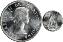 CANADA. 10 Cents, 1956. Ottawa Mint. PCGS MS-65.
KM-51. A singular Gem with all features illustriously defined. Fields are quite clean; simply a beau...
