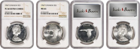 CANADA. Duo of Dollars (2 Pieces), 1967. Ottawa Mint. Elizabeth II. Both NGC Certified.
KM-70. 1) NGC PROOFLIKE-66 Ultra Cameo. 2) NGC MS-64.

Esti...