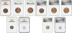 CANADA. Quintet of Minors (5 Pieces), 1886-1946. All ANACS or NGC Certified.
1) Cent, 1886. London Mint. Victoria. NGC MS-64 Red-Brown. KM-7. 2) Cent...