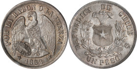 CHILE. Peso, 1882-So. Santiago Mint. PCGS Genuine--Cleaned, Unc Details.
KM-142.1. Lightly cleaned, yet sharply struck with a powerful depiction of t...