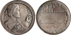 CHILE. Centennial of Independence Silver Medal, 1910. NGC MS-62.
Diameter: 59mm. Obverse: Woman holding book of the history of Chile facing right; Re...