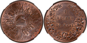 COLOMBIA. Nueva Granada. 1/10 Real, 1848. NGC MS-65 Red Brown.
KM-102; Restrepo-171.2 Bordering on RARE when found this choice. A majestic coin with ...