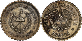 COLOMBIA. Bogota Racing Silver Medal, 1894. PCGS Genuine--Environmental Damage, EF Details.
Diameter: 30mm. This silver Medal would have been awarded...