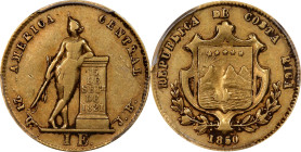 COSTA RICA. Escudo, 1850-JB. San Jose Mint. PCGS EF-40.
Fr-10; KM-98. AGW: 0.0852 oz. A problem free coin with a pleasing overall appearance. Quite a...