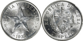 CUBA. Peso, 1934. Philadelphia Mint. PCGS MS-63.
KM-15.2. A sharply struck example with blazing luster and no trace of toning.

Estimate: $300.00- ...