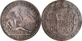 ITALY. Naples & Sicily (Naples). Piastra da 120 Grana, 1734-DeG. Naples Mint. Carlo III di Borbone. PCGS Genuine--Graffiti, EF Details.
Dav-1397; KM-...