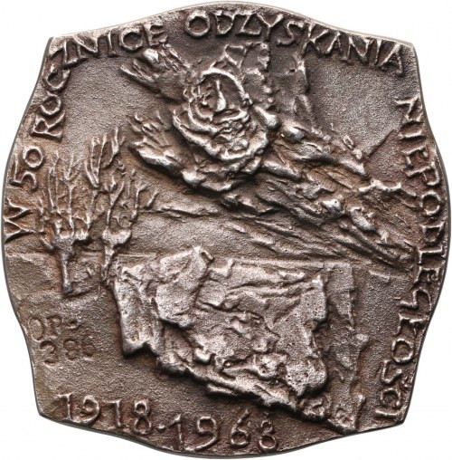 PRL, plakieta, 50. Rocznica Odzyskania Niepodległości 1918-1968, srebro Waga: 49...
