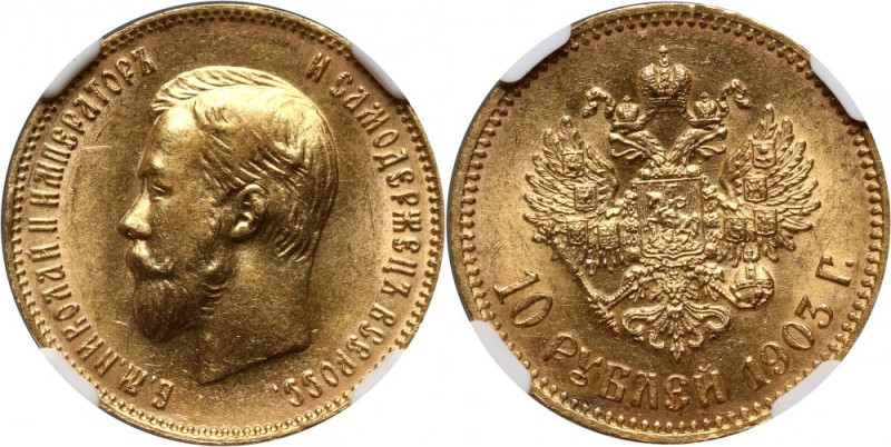 Russia, Nicholas II, 10 Roubles 1903 (АР), St. Petersburg Złoto.
Reference: Fri...