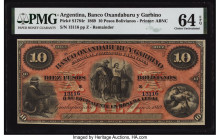 Argentina Banco Oxandaburu y Garbino 10 Pesos Bolivianos 2.1.1869 Pick S1784r Remainder PMG Choice Uncirculated 64 EPQ. 

HID09801242017

© 2022 Herit...