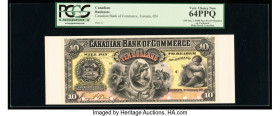 Canada Toronto-ON Canadian Bank of Commerce $10 2.1.1888 Pick UNL Front Proof PCGS Very Choice New 64PPQ. Mounted on cardstock and six POCs present. 
...